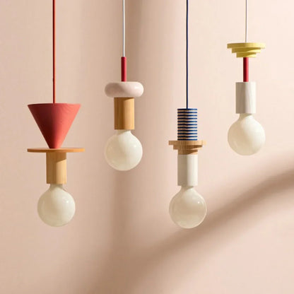 Colorful Wooden Adjustable Ceiling Lamp