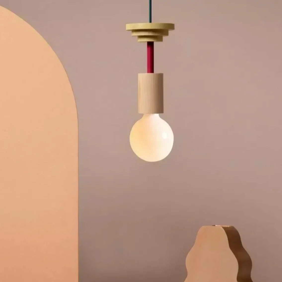Colorful Wooden Adjustable Ceiling Lamp