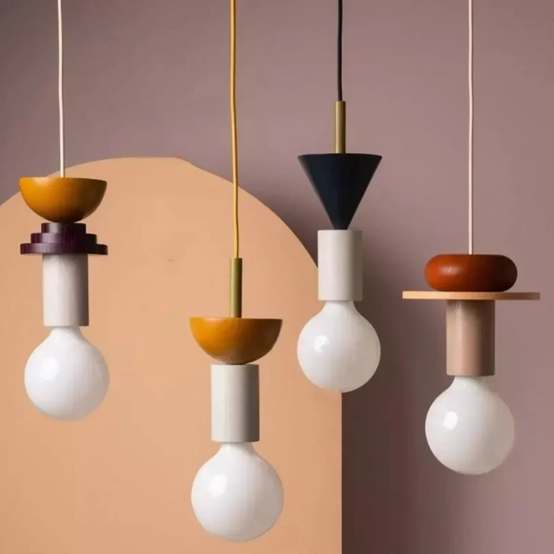 Colorful Wooden Adjustable Ceiling Lamp