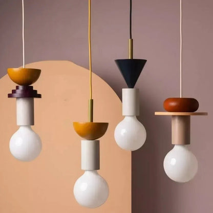 Colorful Wooden Adjustable Ceiling Lamp