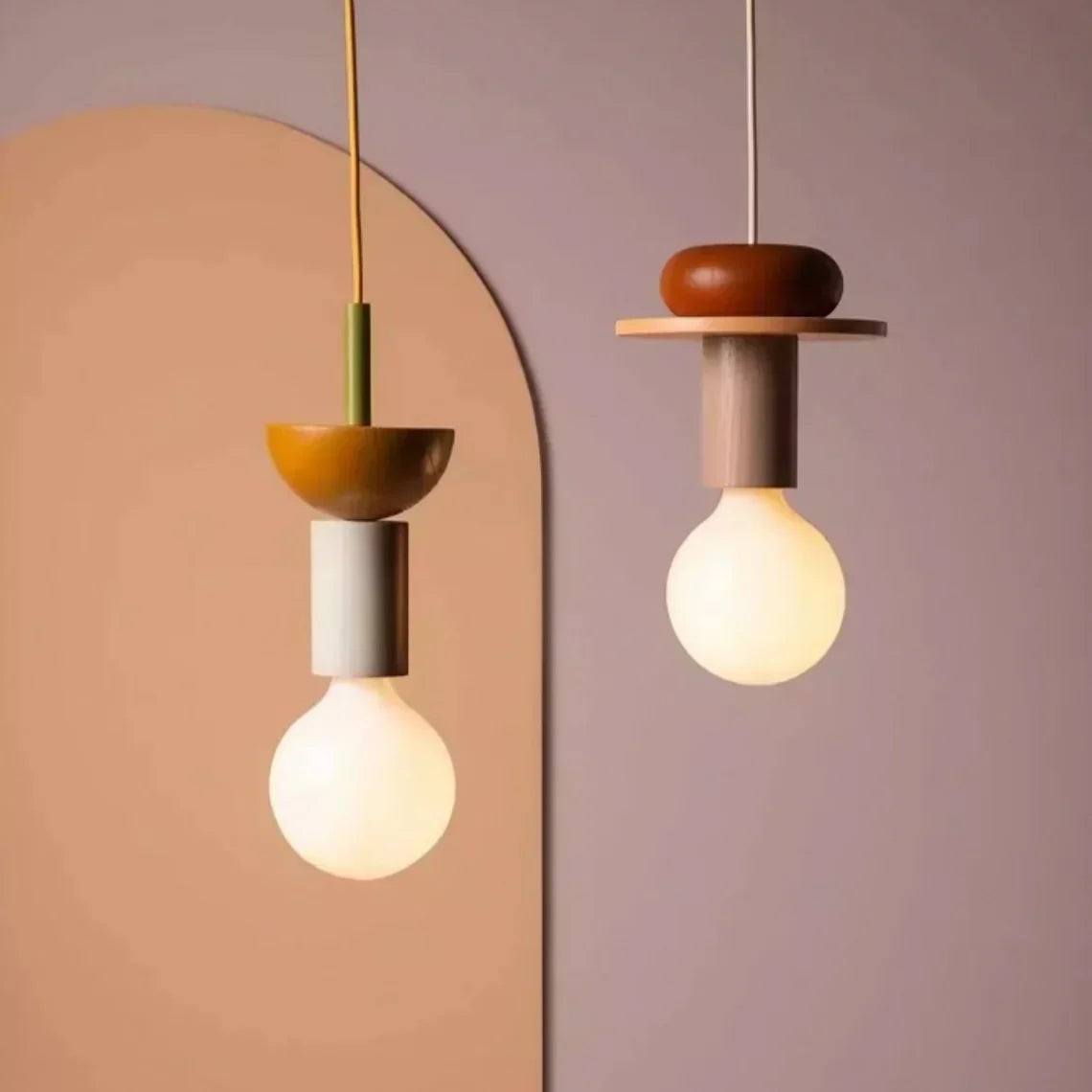 Colorful Wooden Adjustable Ceiling Lamp