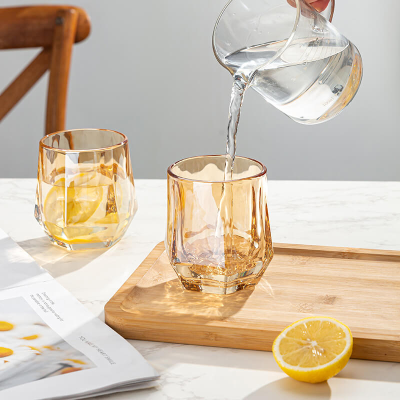 Warm Honeycomb Glass Tea Cups