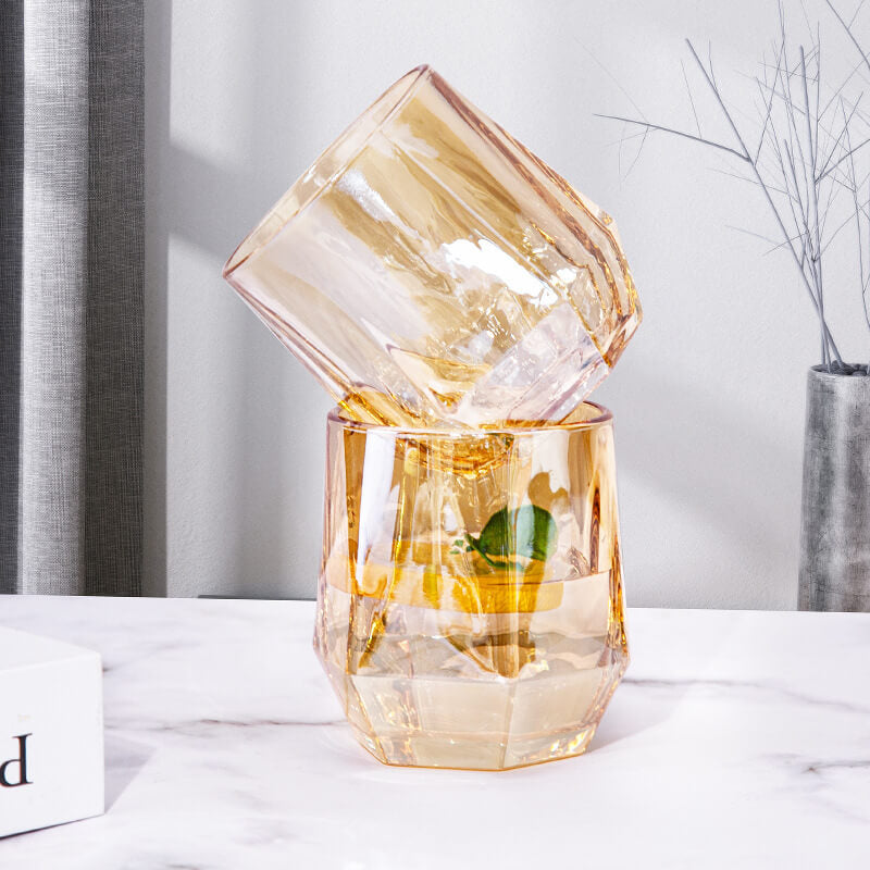 Warm Honeycomb Glass Tea Cups