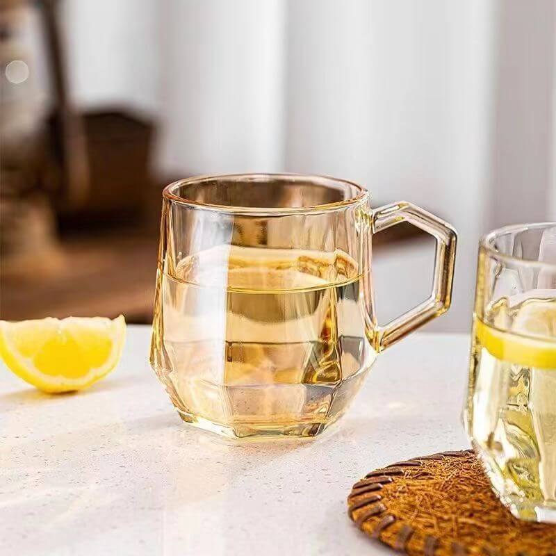 Warm Honeycomb Glass Tea Cups