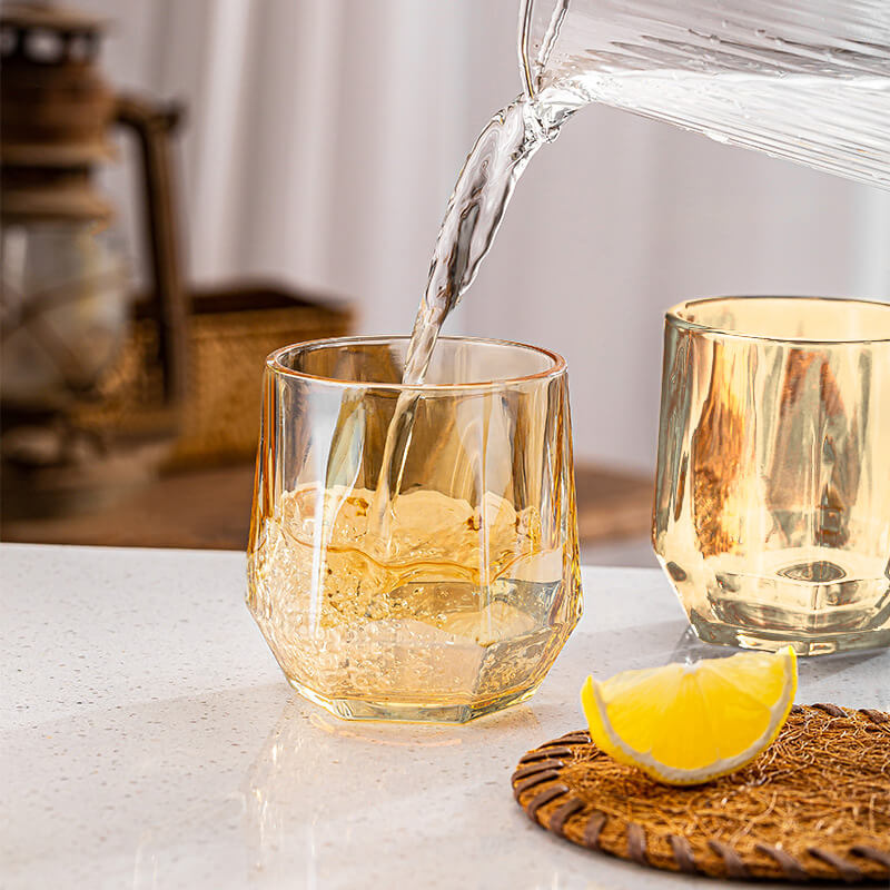 Warm Honeycomb Glass Tea Cups