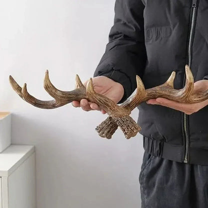 Rustic Wooden Antler Coat Hook Wall Rack