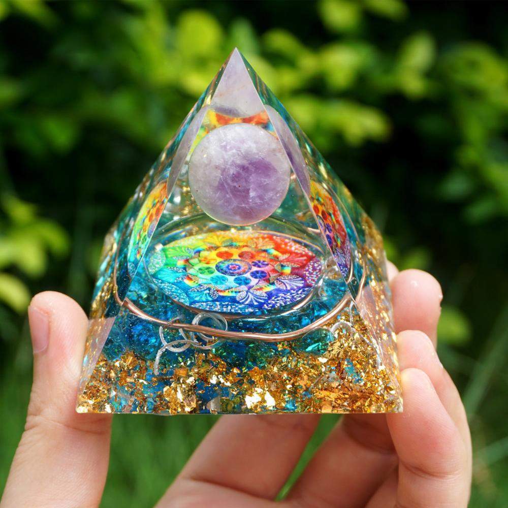 Purple Crystal Healing Energy Pyramid