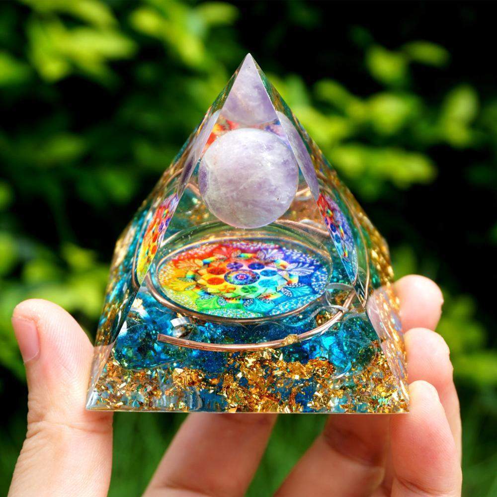 Purple Crystal Healing Energy Pyramid - Cofik