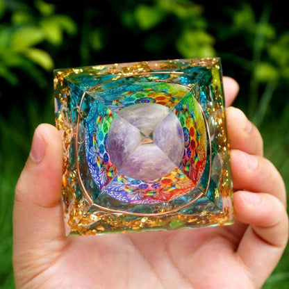 Purple Crystal Healing Energy Pyramid
