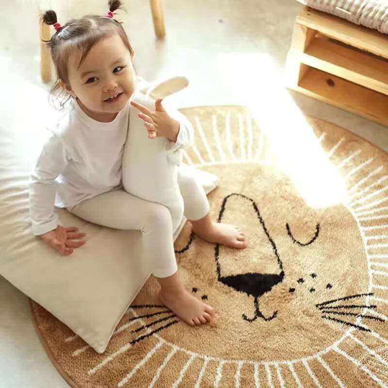 Colorful Fun Kids Round Rug Soft Play Mat - Cofik