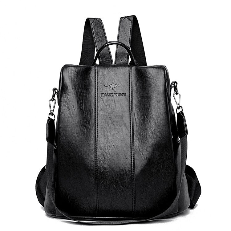 Secure Leather Rucksack for Ladies in Classic Design - Cofik