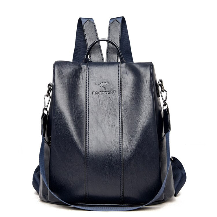 Secure Leather Rucksack for Ladies in Classic Design