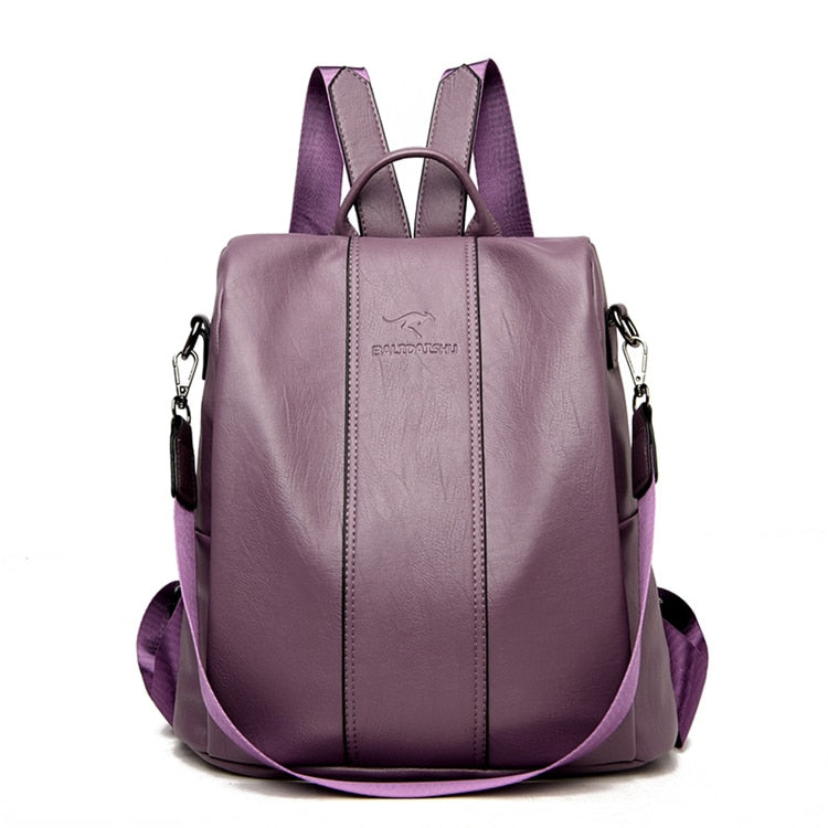 Secure Leather Rucksack for Ladies in Classic Design