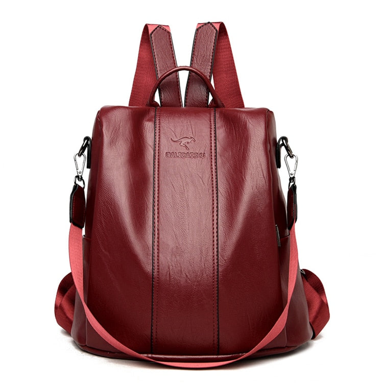 Secure Leather Rucksack for Ladies in Classic Design