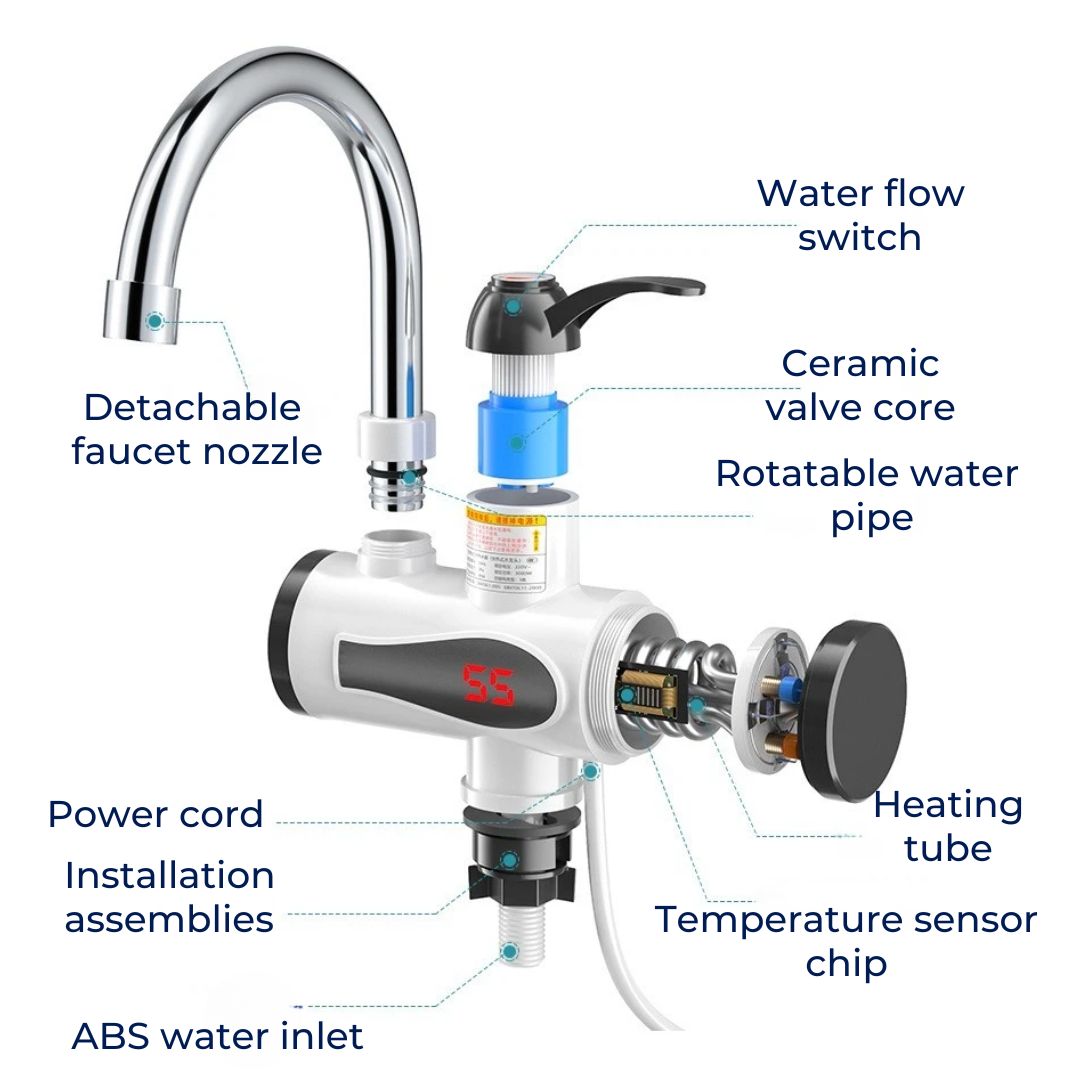 Fast Instant Hot Water Tap - Space Saving Energy Saver