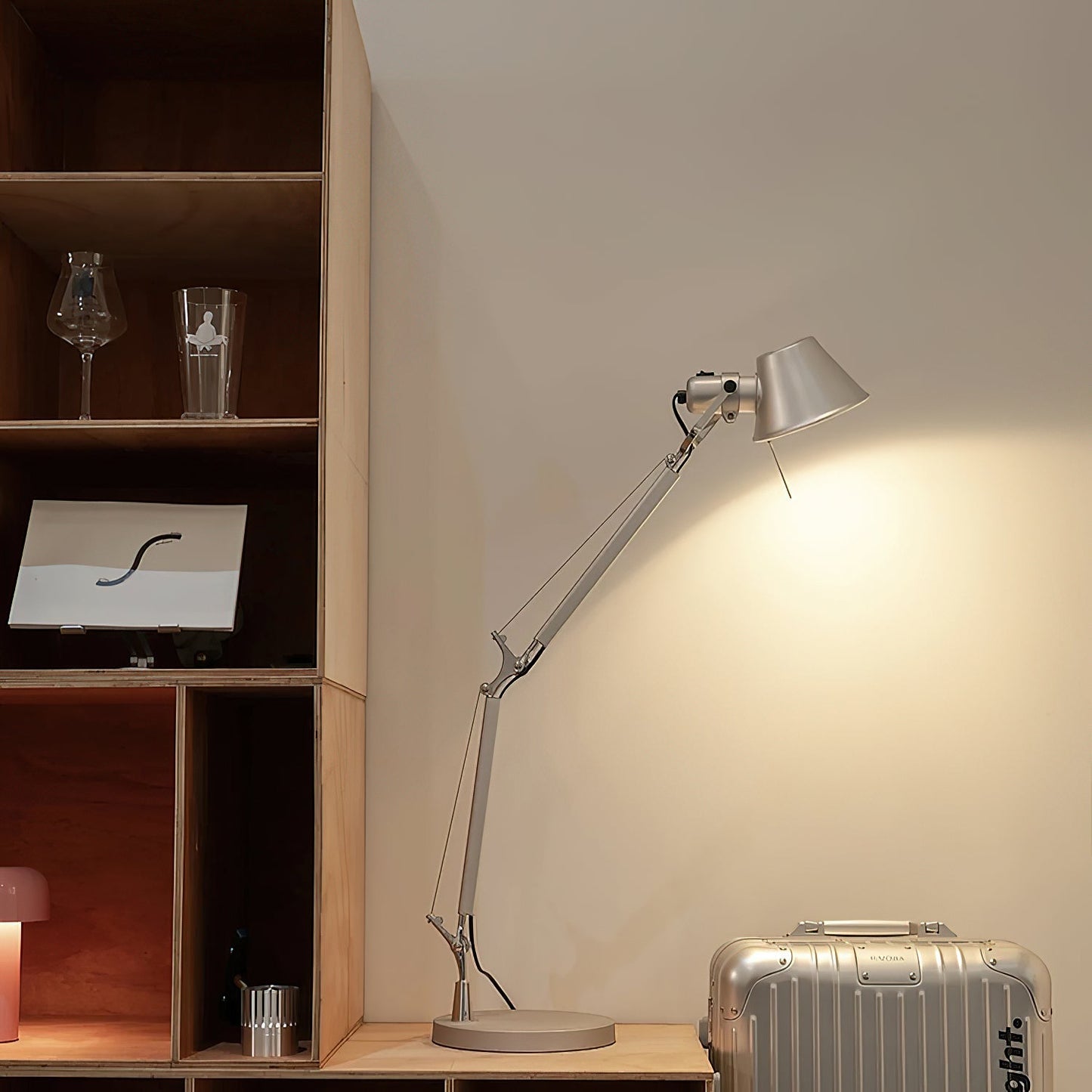 Rustic Stone Rocking Arm Lamp