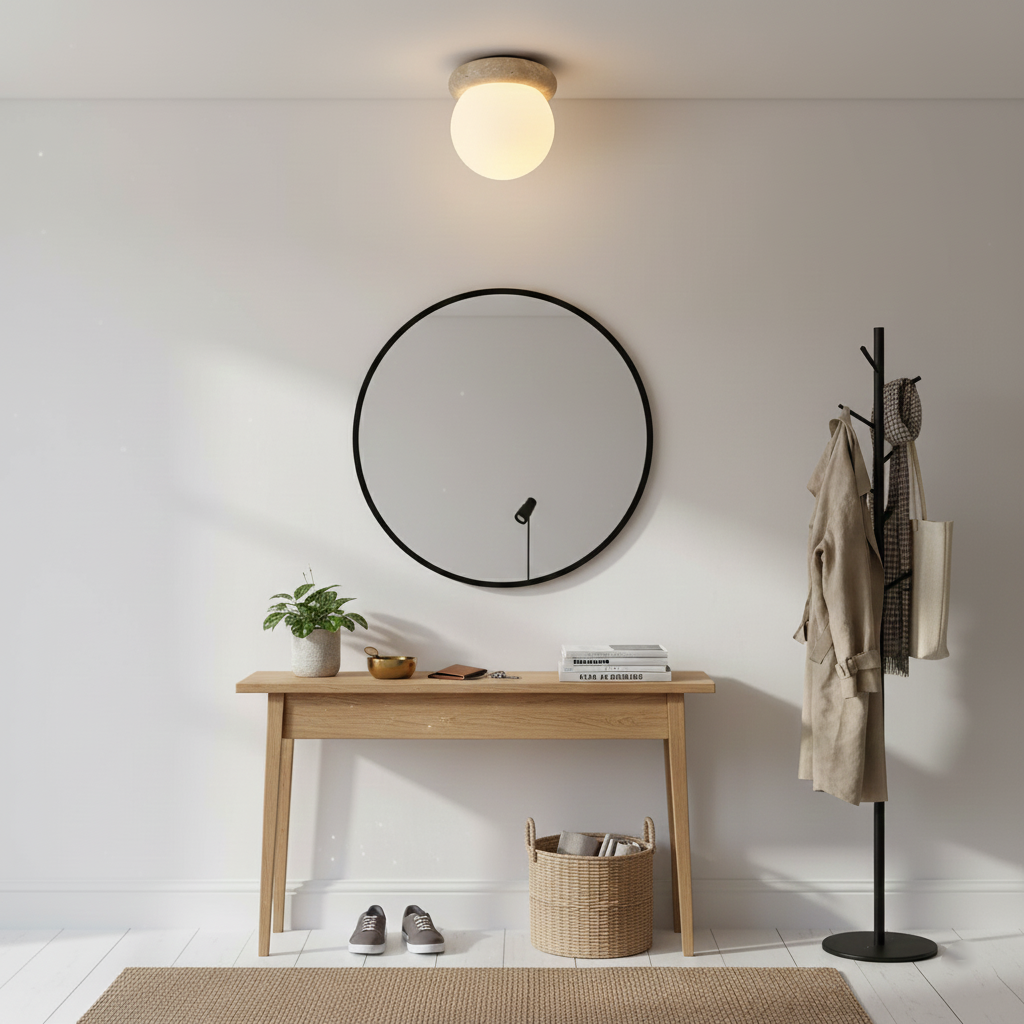 Soft Beige Glass Ceiling Lamp Flush Mount Light Fixture