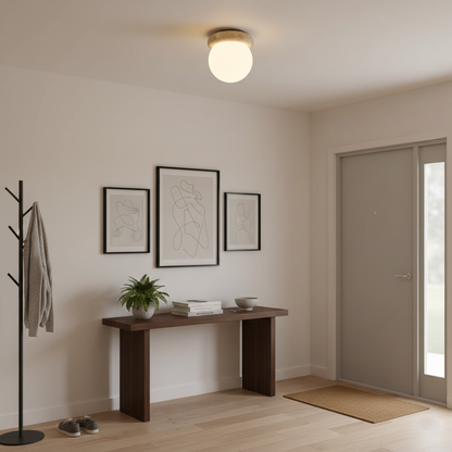 Soft Beige Glass Ceiling Lamp Flush Mount Light Fixture