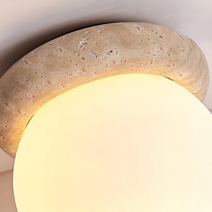 Soft Beige Glass Ceiling Lamp Flush Mount Light Fixture