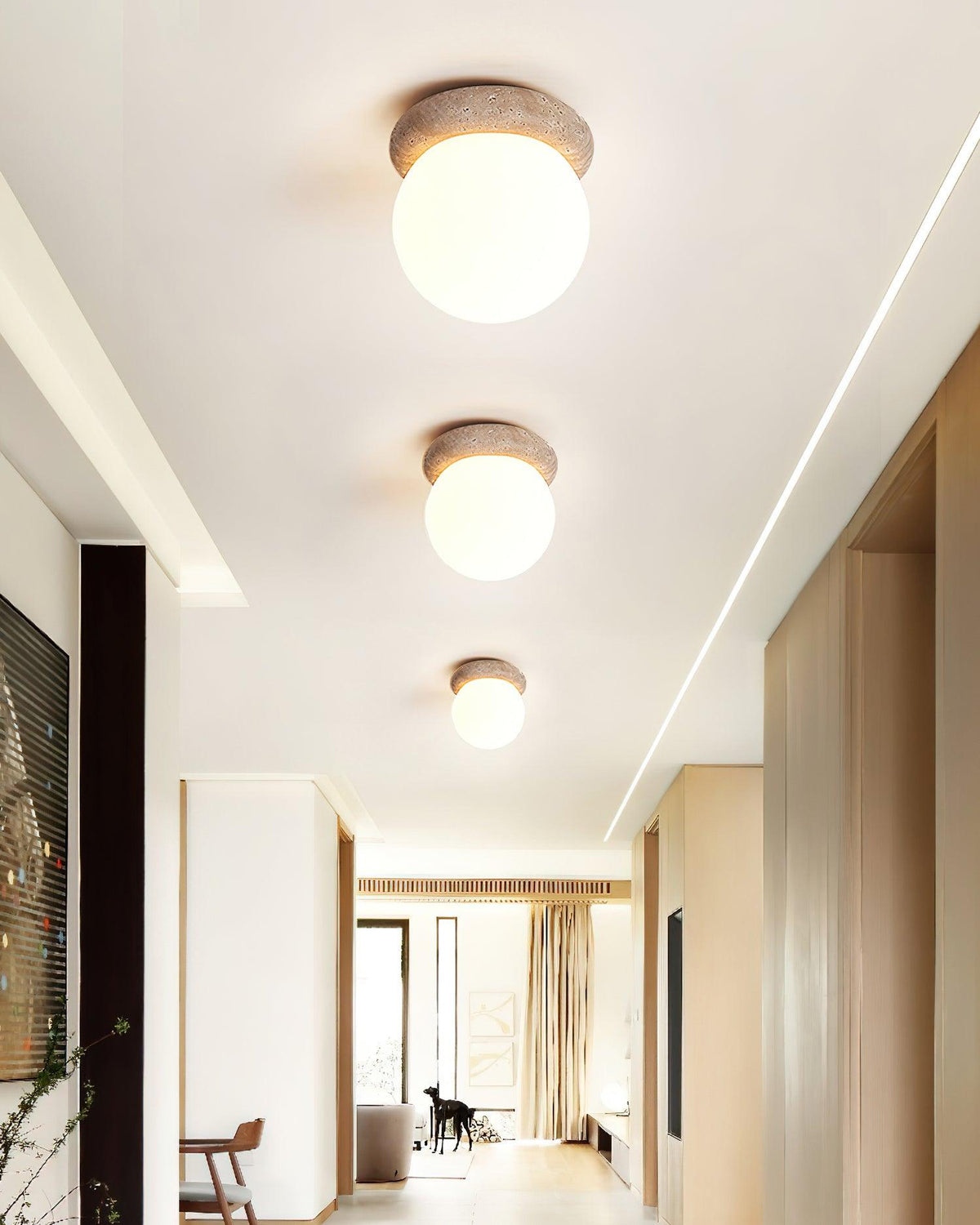 Soft Beige Glass Ceiling Lamp Flush Mount Light Fixture