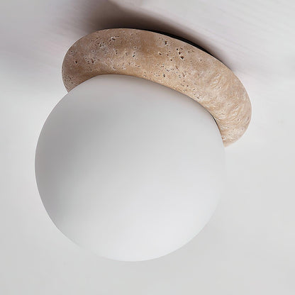 Soft Beige Glass Ceiling Lamp Flush Mount Light Fixture