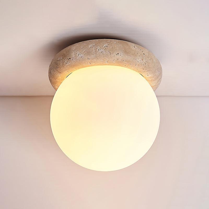 Soft Beige Glass Ceiling Lamp Flush Mount Light Fixture - Cofik
