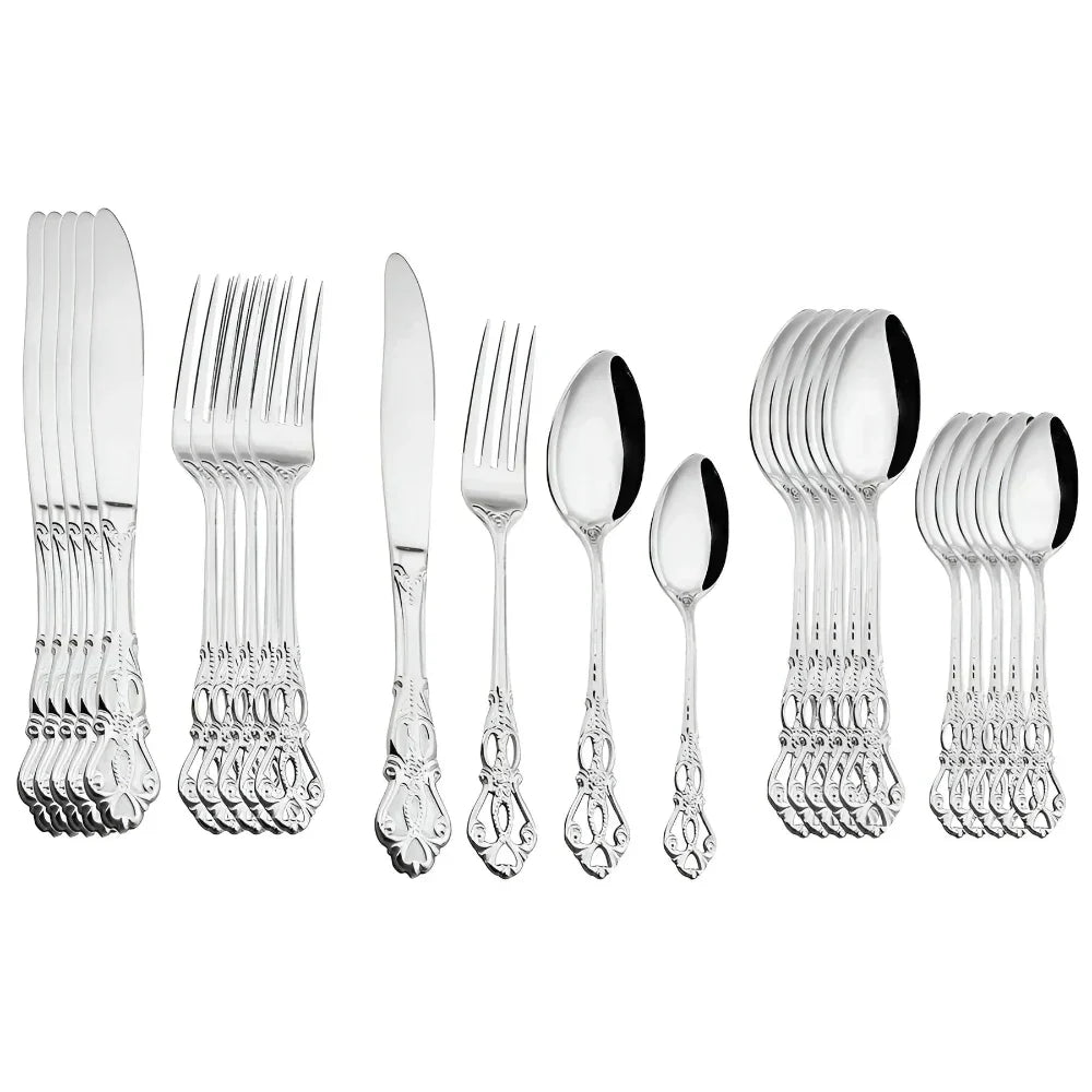 Premium 24pc Silverware Flatware Set