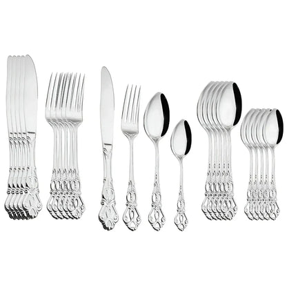 Premium 24pc Silverware Flatware Set