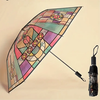 Classic Umbrella - Compact Windproof with Colorful Glass