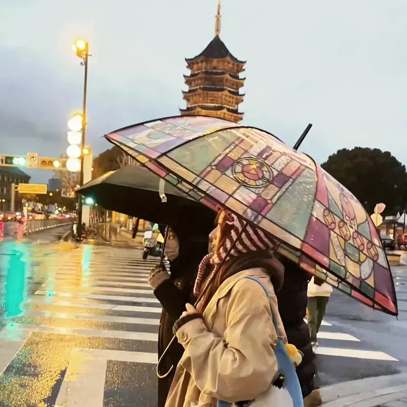 Classic Umbrella - Compact Windproof with Colorful Glass