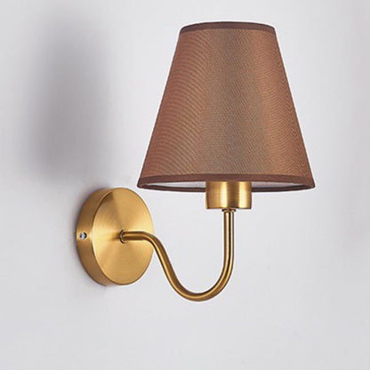 Modern Round Metal Fabric Shade Wall Lamp