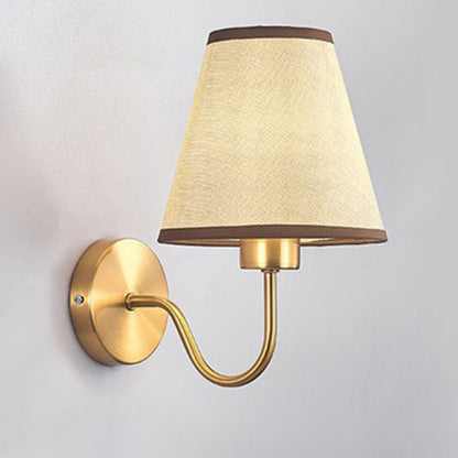 Modern Round Metal Fabric Shade Wall Lamp