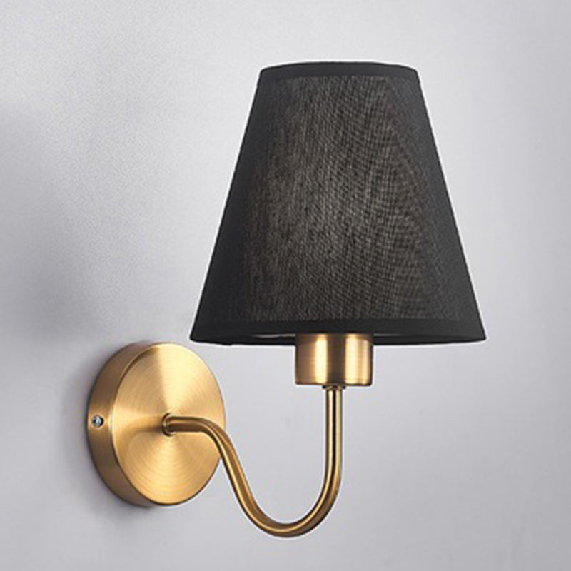 Modern Round Metal Fabric Shade Wall Lamp