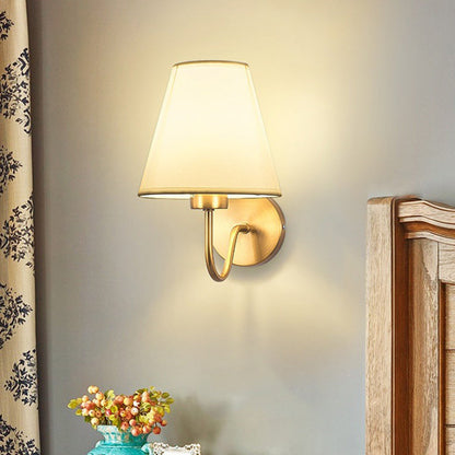 Modern Round Metal Fabric Shade Wall Lamp