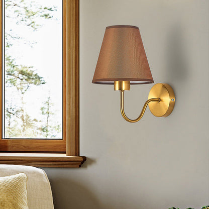 Modern Round Metal Fabric Shade Wall Lamp