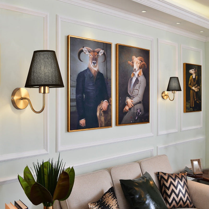Modern Round Metal Fabric Shade Wall Lamp