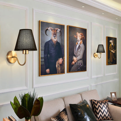 Modern Round Metal Fabric Shade Wall Lamp