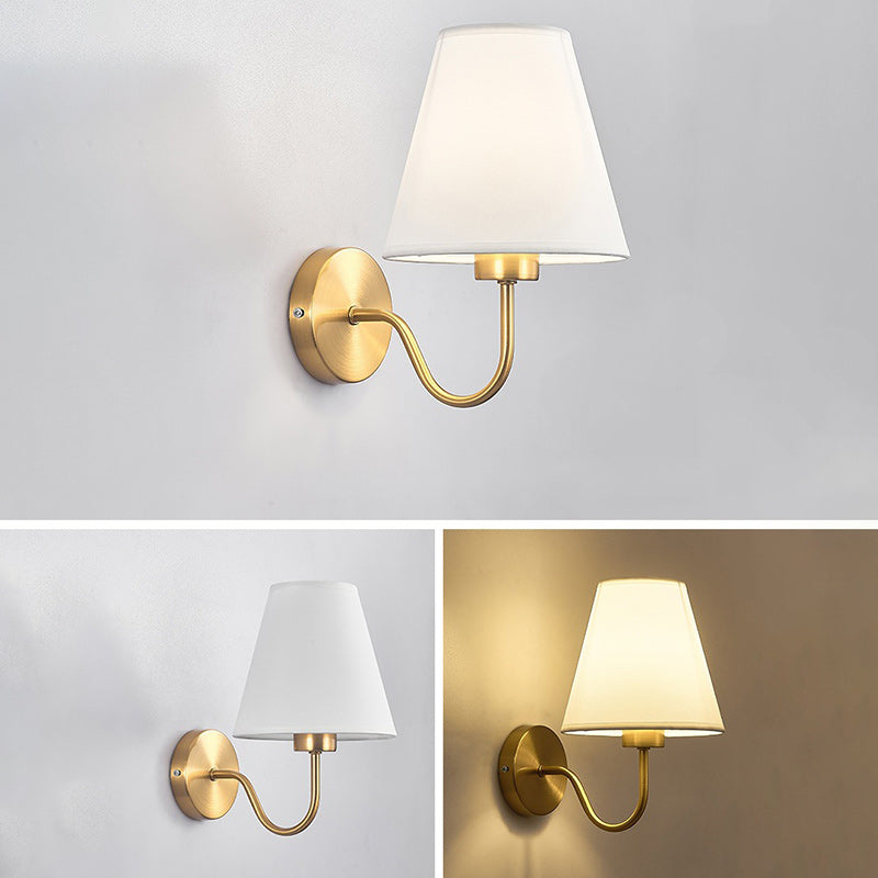 Modern Round Metal Fabric Shade Wall Lamp