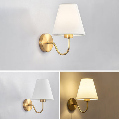 Modern Round Metal Fabric Shade Wall Lamp