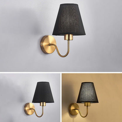 Modern Round Metal Fabric Shade Wall Lamp