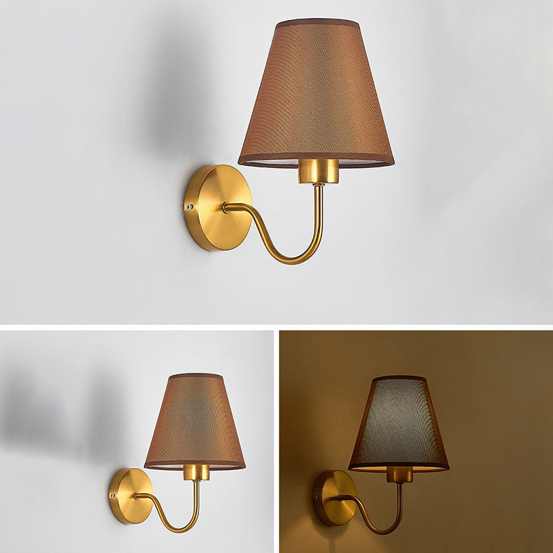 Modern Round Metal Fabric Shade Wall Lamp