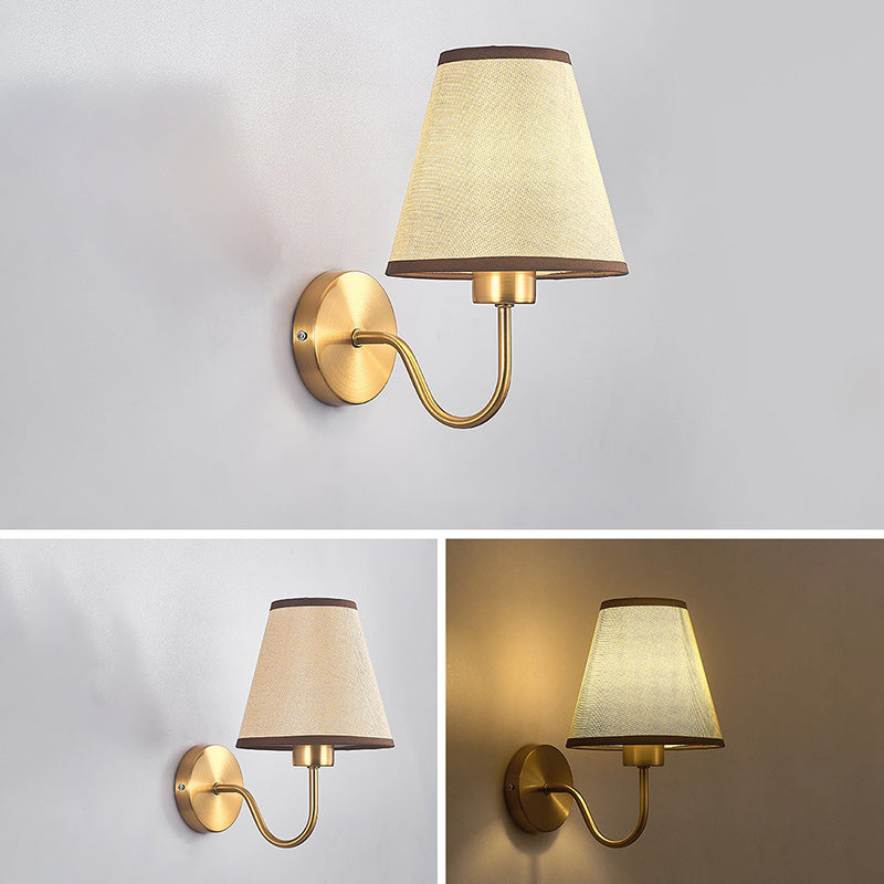 Modern Round Metal Fabric Shade Wall Lamp