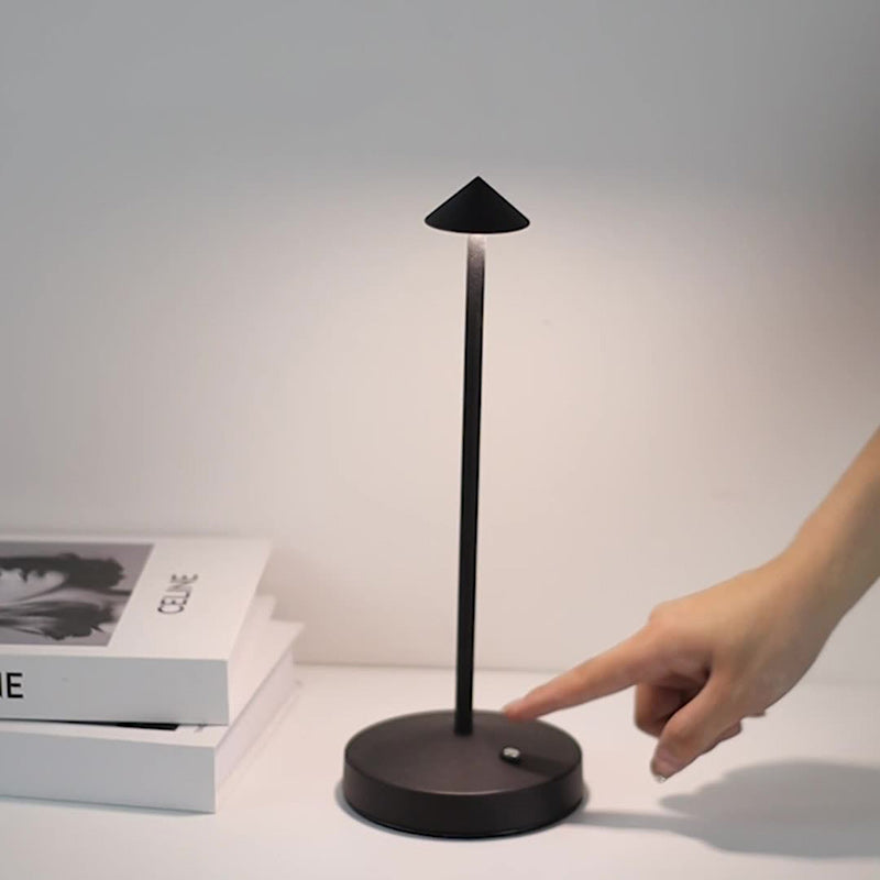 Sleek Minimalist Round Glass Metal LED Desk Lamp