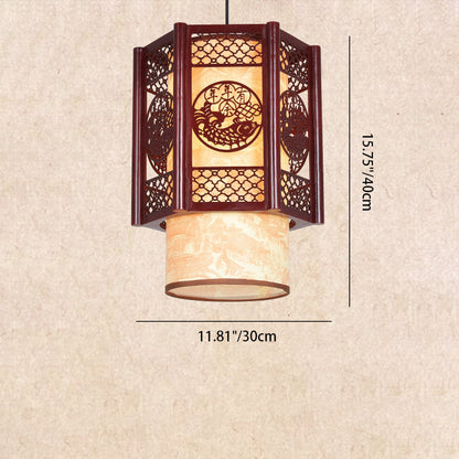 Asian Style Wooden Pendant Light Fixture
