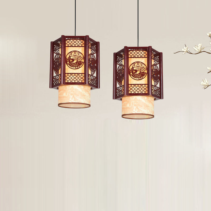 Asian Style Wooden Pendant Light Fixture