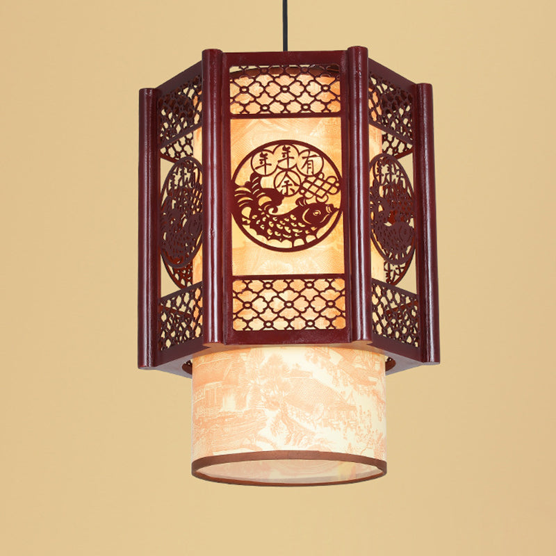 Asian Style Wooden Pendant Light Fixture - Cofik