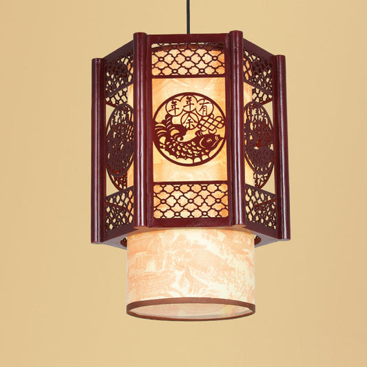 Asian Style Wooden Pendant Light Fixture - Cofik