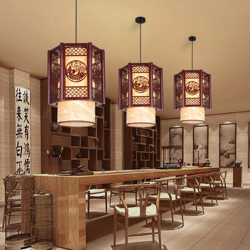 Asian Style Wooden Pendant Light Fixture