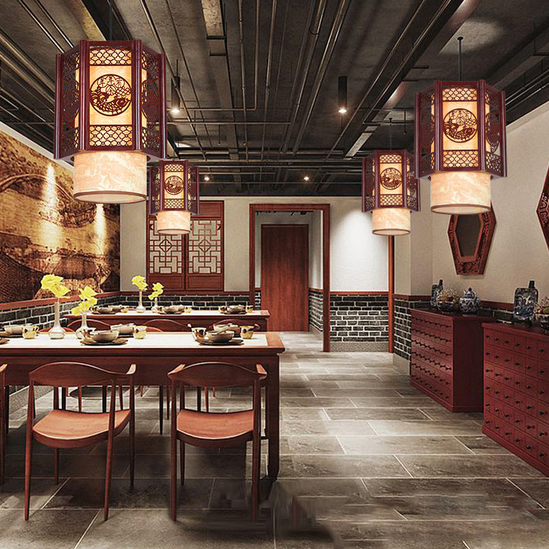 Asian Style Wooden Pendant Light Fixture