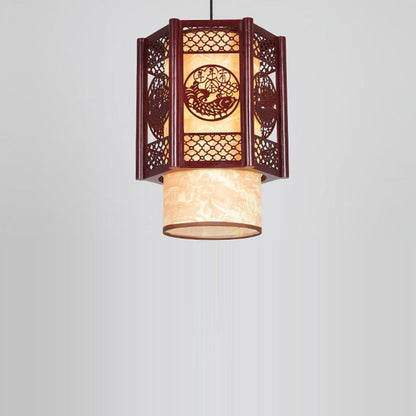 Asian Style Wooden Pendant Light Fixture